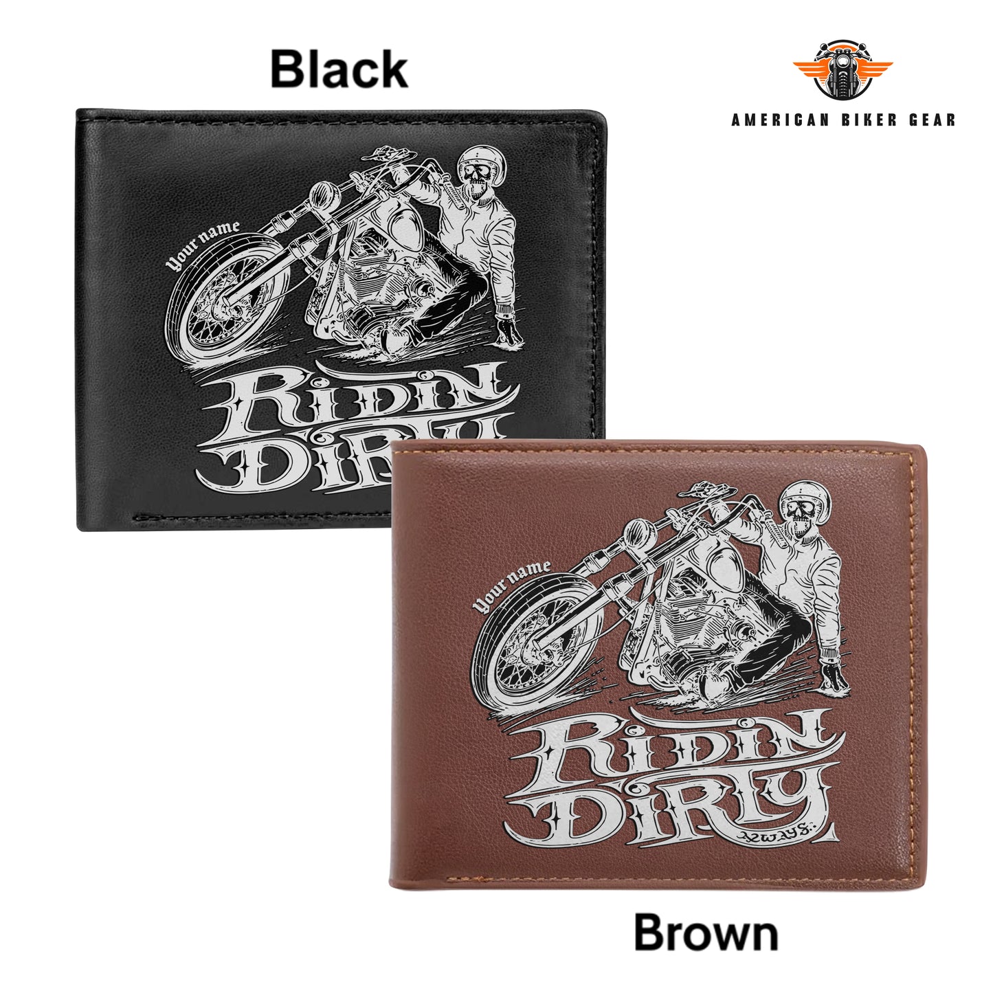 Biker Personalized Men’s Leather Bifold Wallet TP06