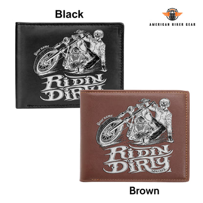 Biker Personalized Men’s Leather Bifold Wallet TP06