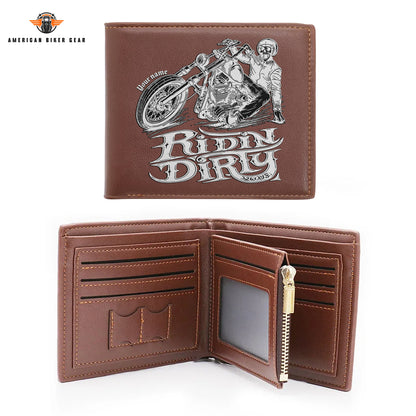 Biker Personalized Men’s Leather Bifold Wallet TP06