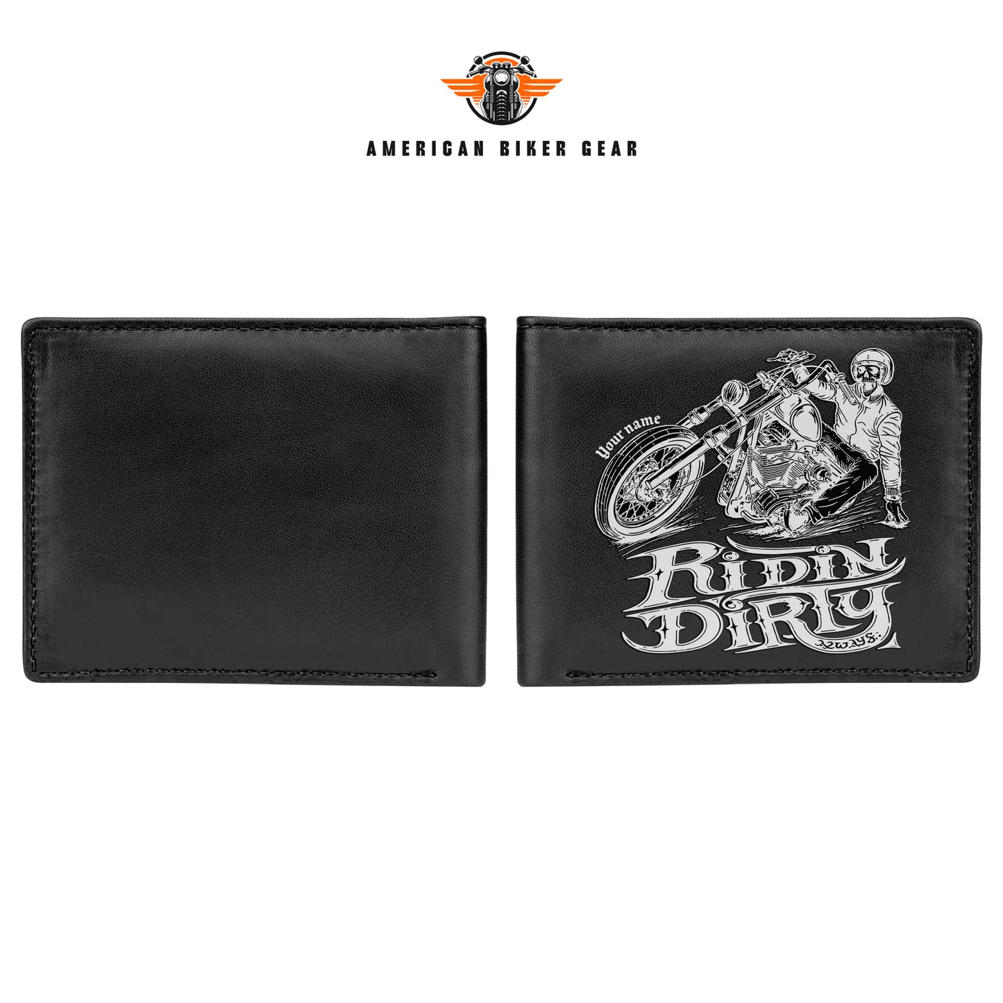 Biker Personalized Men’s Leather Bifold Wallet TP06