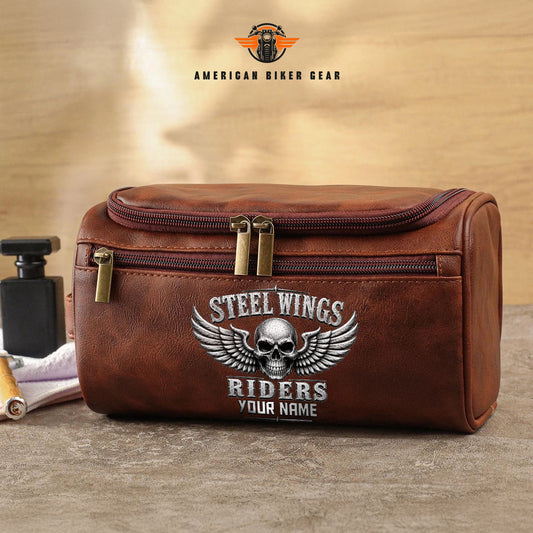 Biker Personalized Leather Toiletry Bag TP01
