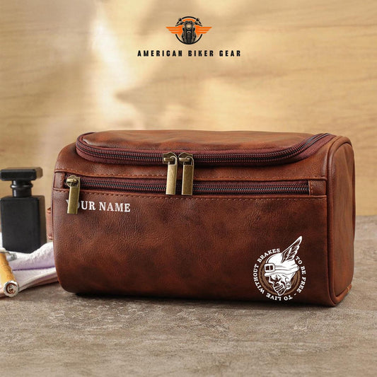 Biker Personalized Leather Toiletry Bag TP02