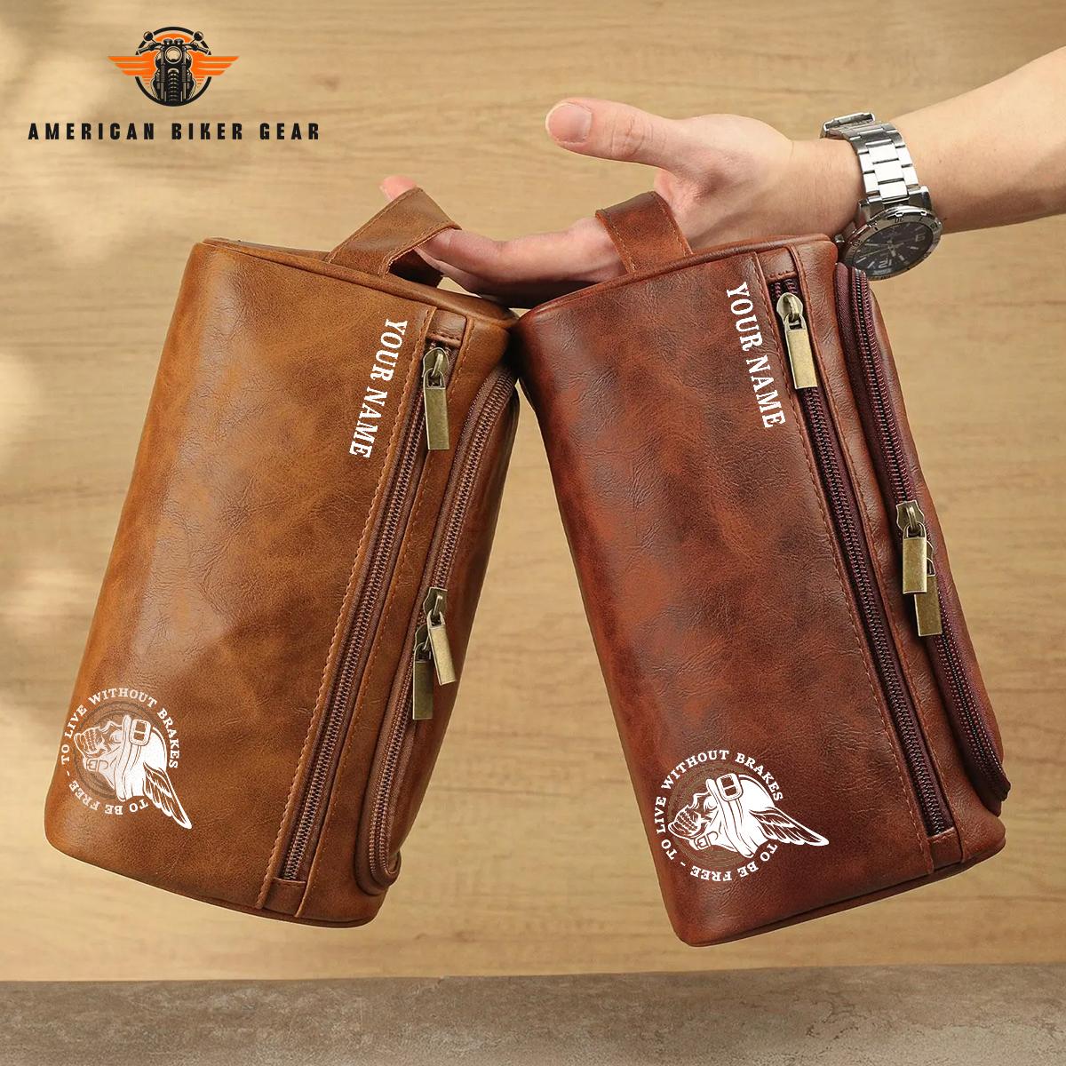 Biker Personalized Leather Toiletry Bag TP02