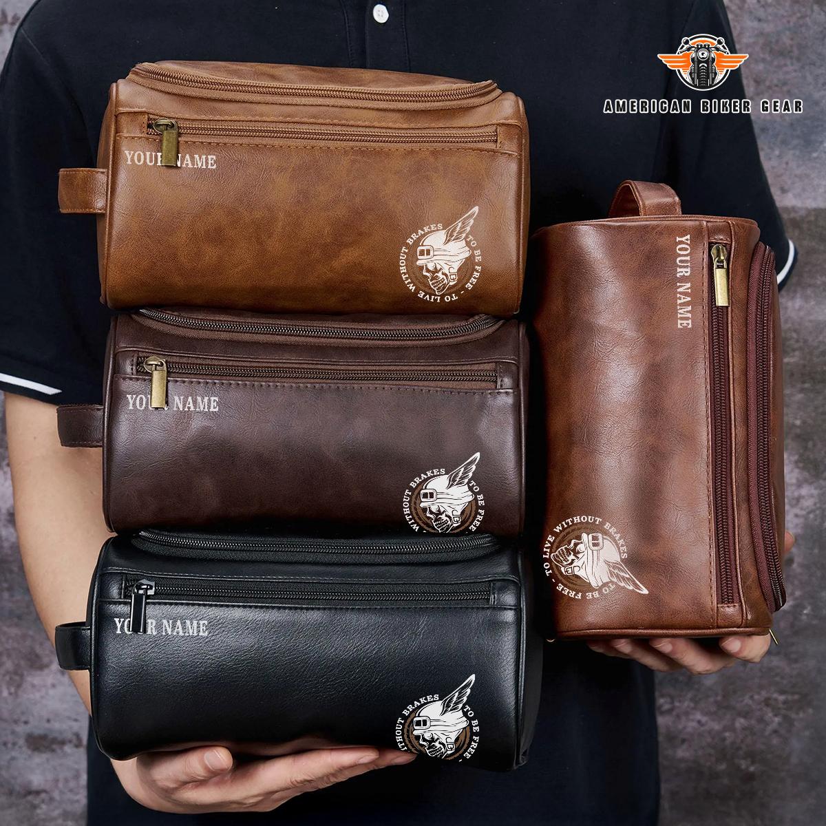 Biker Personalized Leather Toiletry Bag TP02