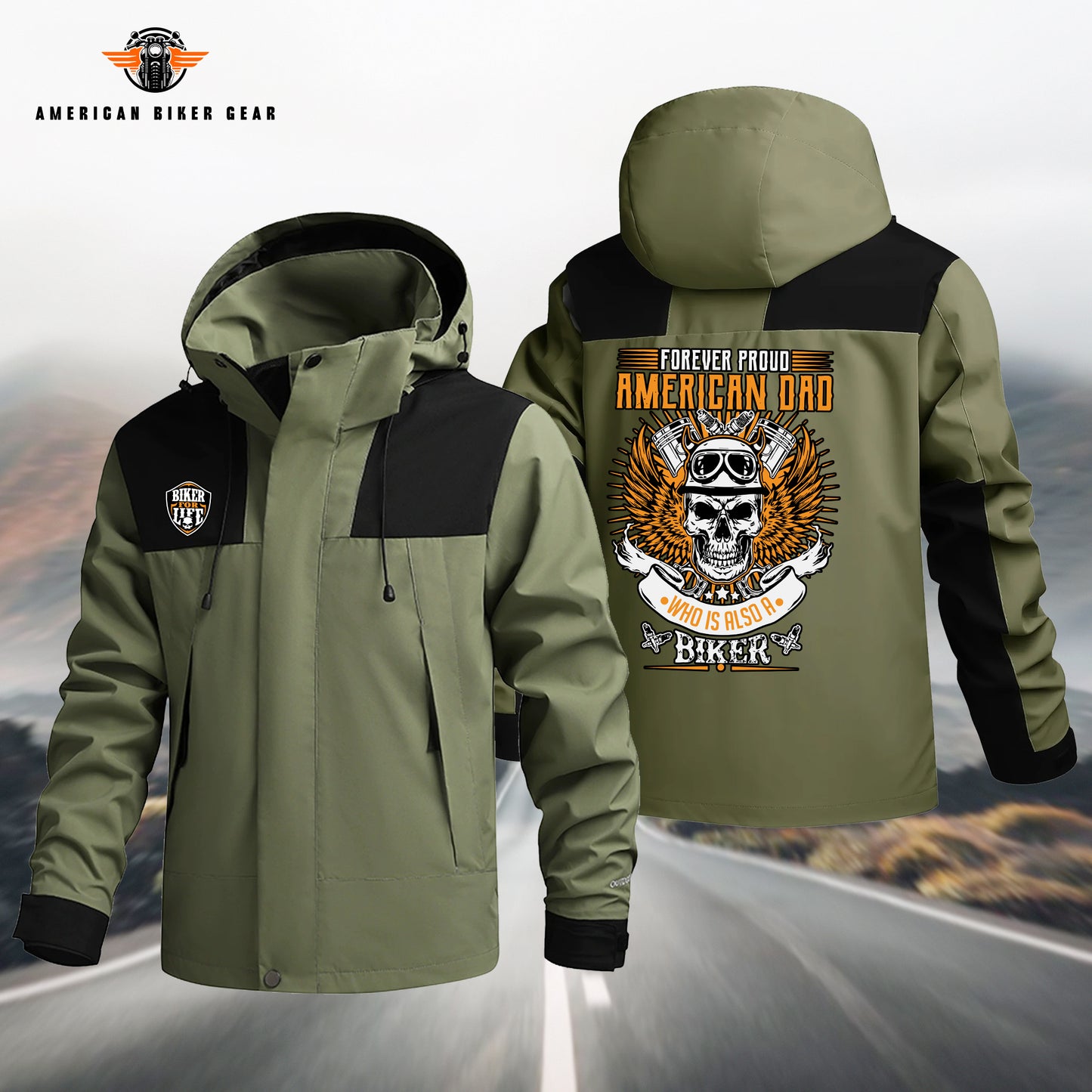 Forever Proud American Biker Dad Waterproof Jacket TP02
