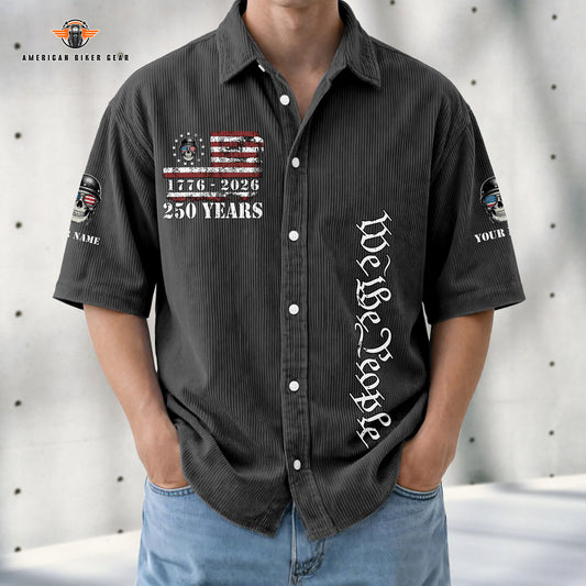 USA 250th Anniversary Personalized Retro Corduroy Button Shirt TP01