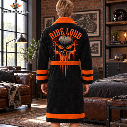 Black & Orange Robe with Skull Personalized Bathrobes TP02
