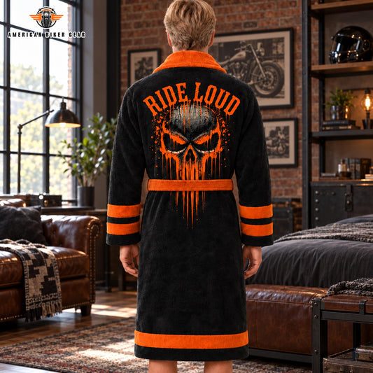 Black & Orange Robe with Skull Personalized Bathrobes TP02