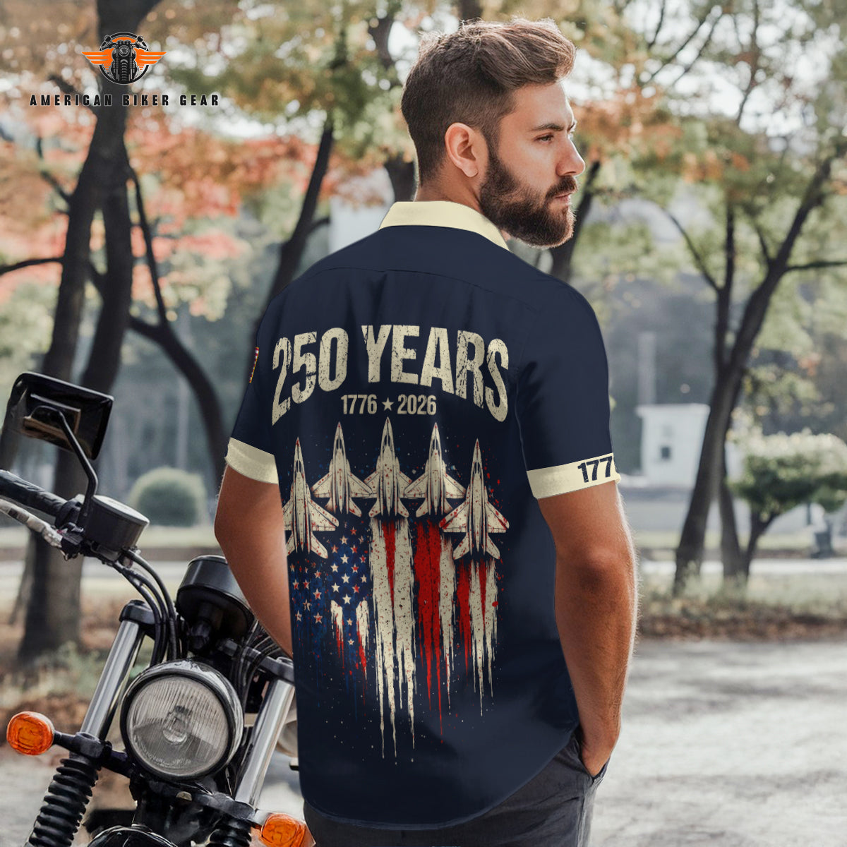 Biker USA 250th Anniversary Personalized Button Shirt GT05