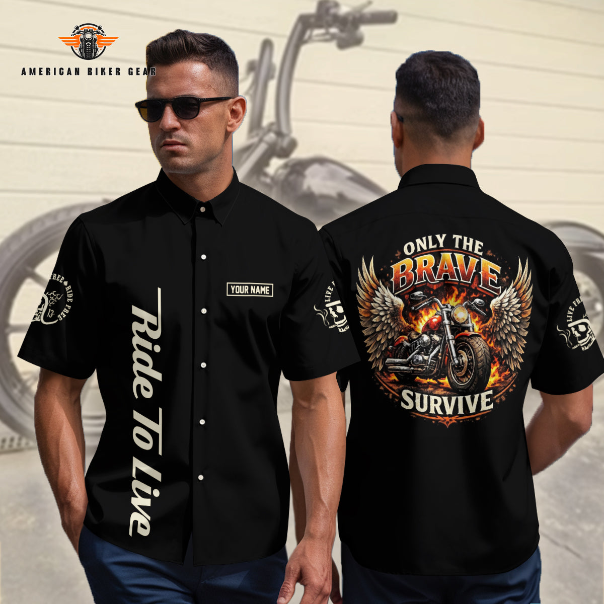 Biker Personalized Button Shirt TP14