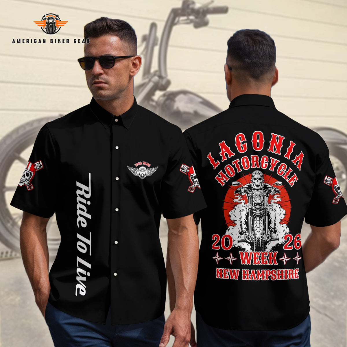Laconia Biker Personalized Button Shirt TP15