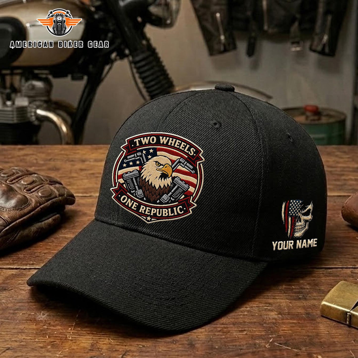 Biker USA 250th Anniversary Personalized Embroidery Cap TP11