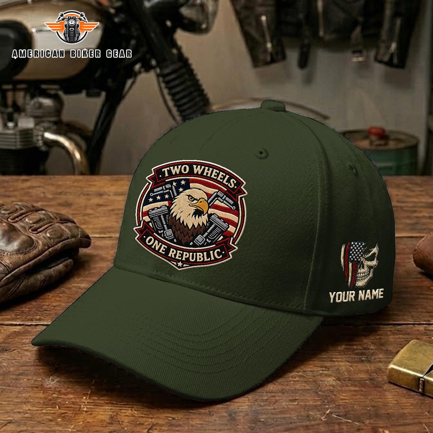 Biker USA 250th Anniversary Personalized Embroidery Cap TP11