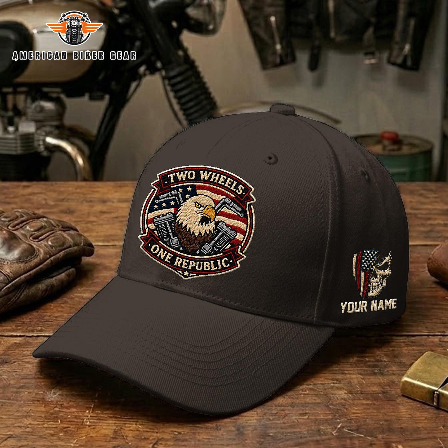 Biker USA 250th Anniversary Personalized Embroidery Cap TP11