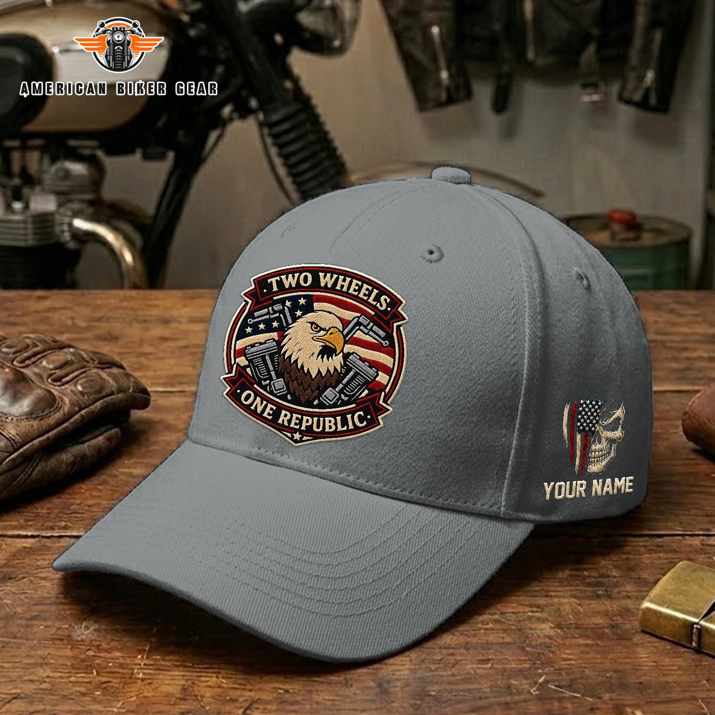 Biker USA 250th Anniversary Personalized Embroidery Cap TP11