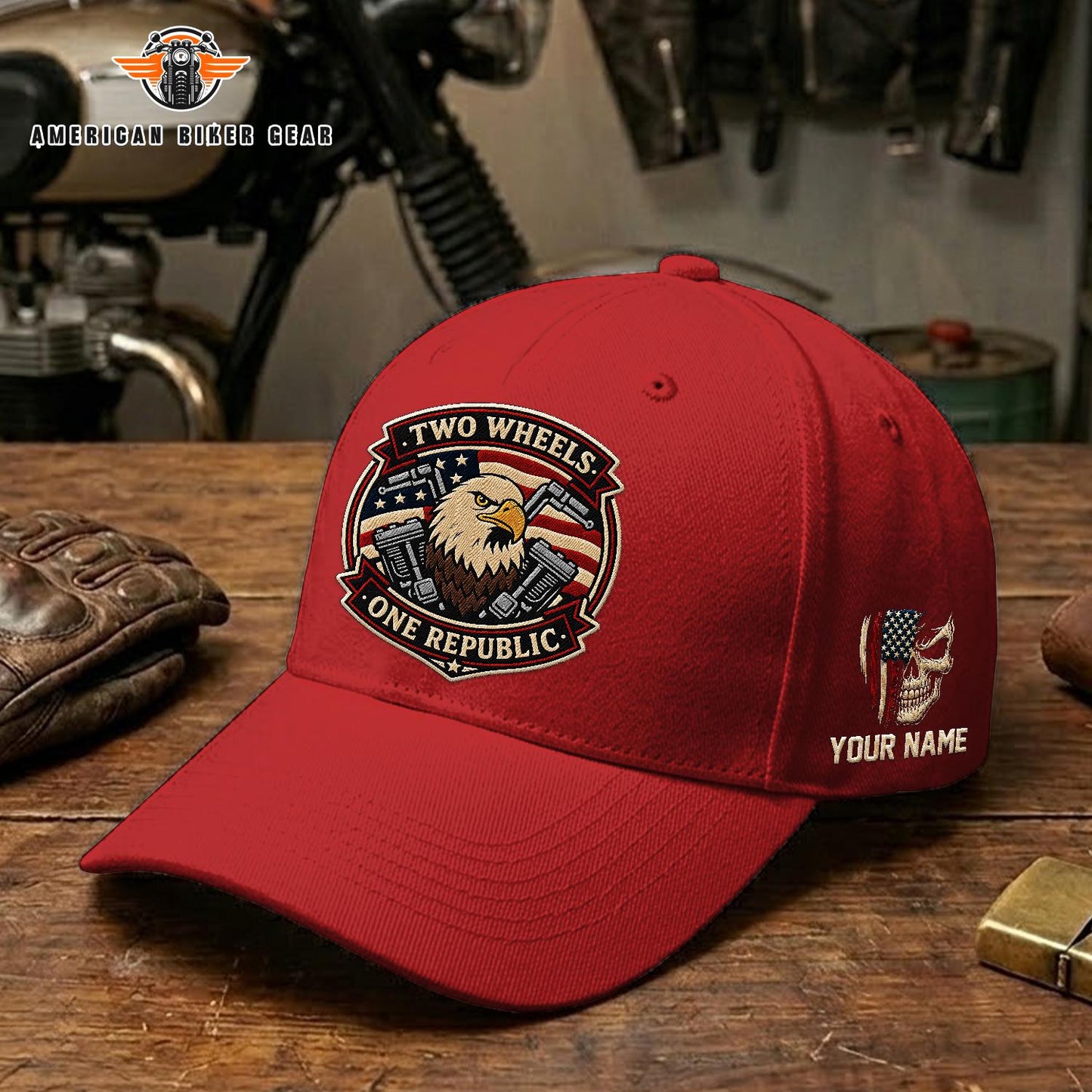 Biker USA 250th Anniversary Personalized Embroidery Cap TP11