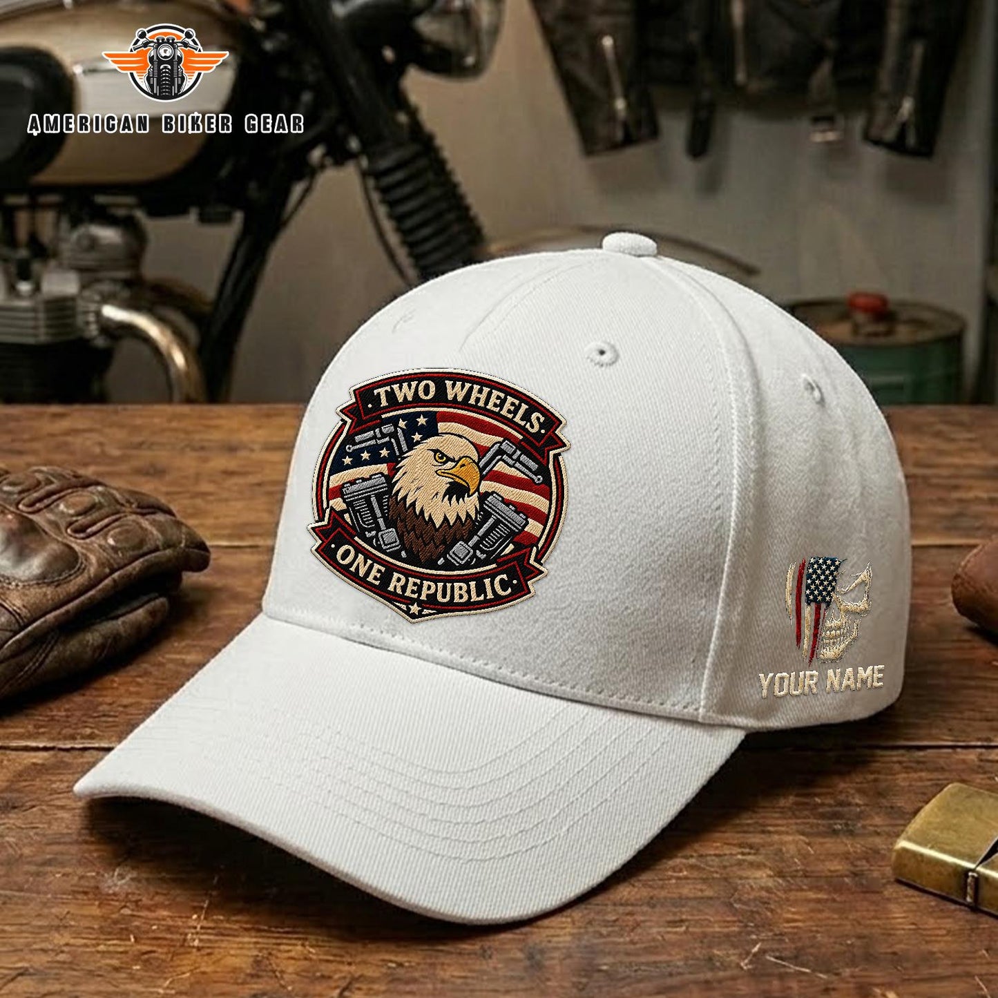 Biker USA 250th Anniversary Personalized Embroidery Cap TP11