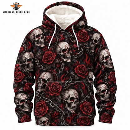 Dark Gothic Skulls and Red Roses Heavy Blend Hooded Sweatshirt TP02
