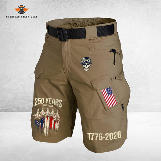 Biker USA 250th Anniversary Personalized Front Pockets Tactical Shorts (Belt Not Included) TP03