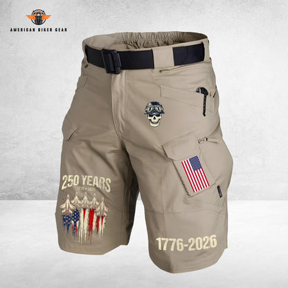 Biker USA 250th Anniversary Personalized Front Pockets Tactical Shorts (Belt Not Included) TP03