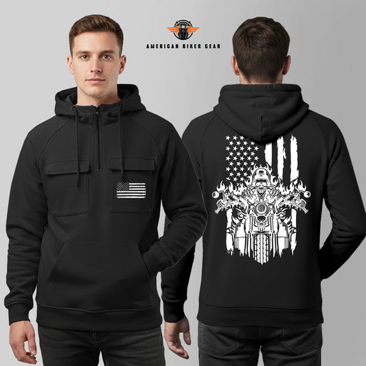 American Biker Multi-Pockets Zip Hoodie TP01