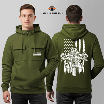 American Biker Multi-Pockets Zip Hoodie TP01