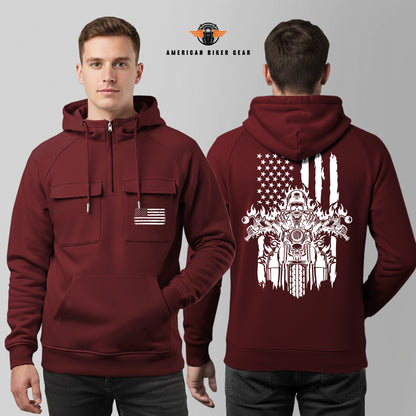 American Biker Multi-Pockets Zip Hoodie TP01