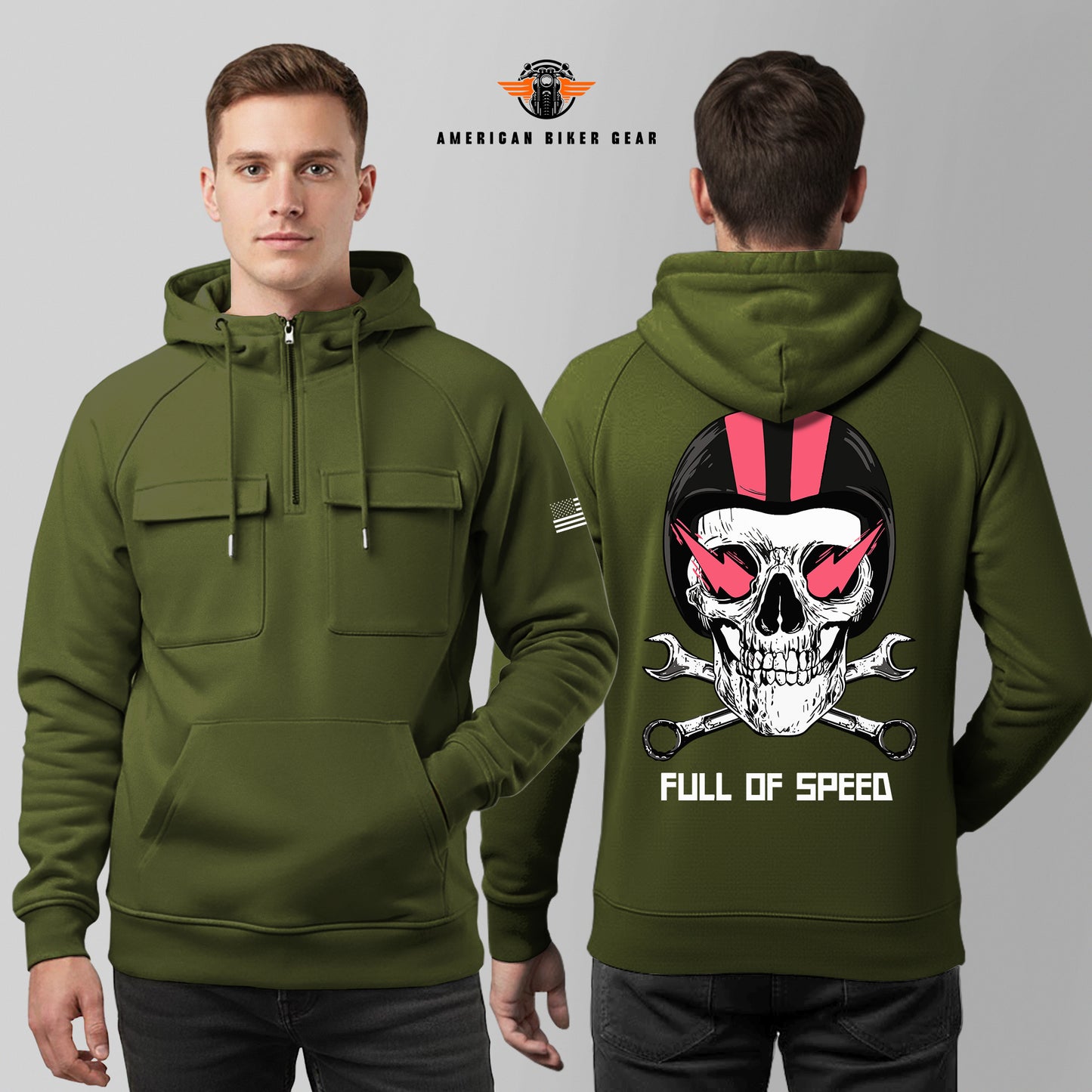 Full of Speed Multi-Pockets Zip Hoodie TP06