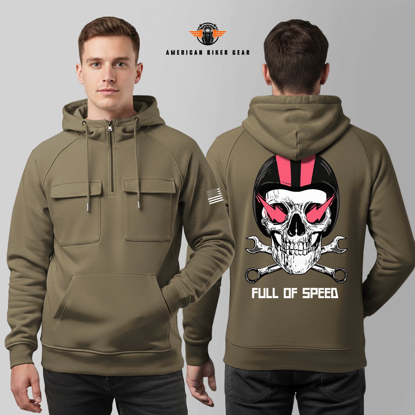 Full of Speed Multi-Pockets Zip Hoodie TP06