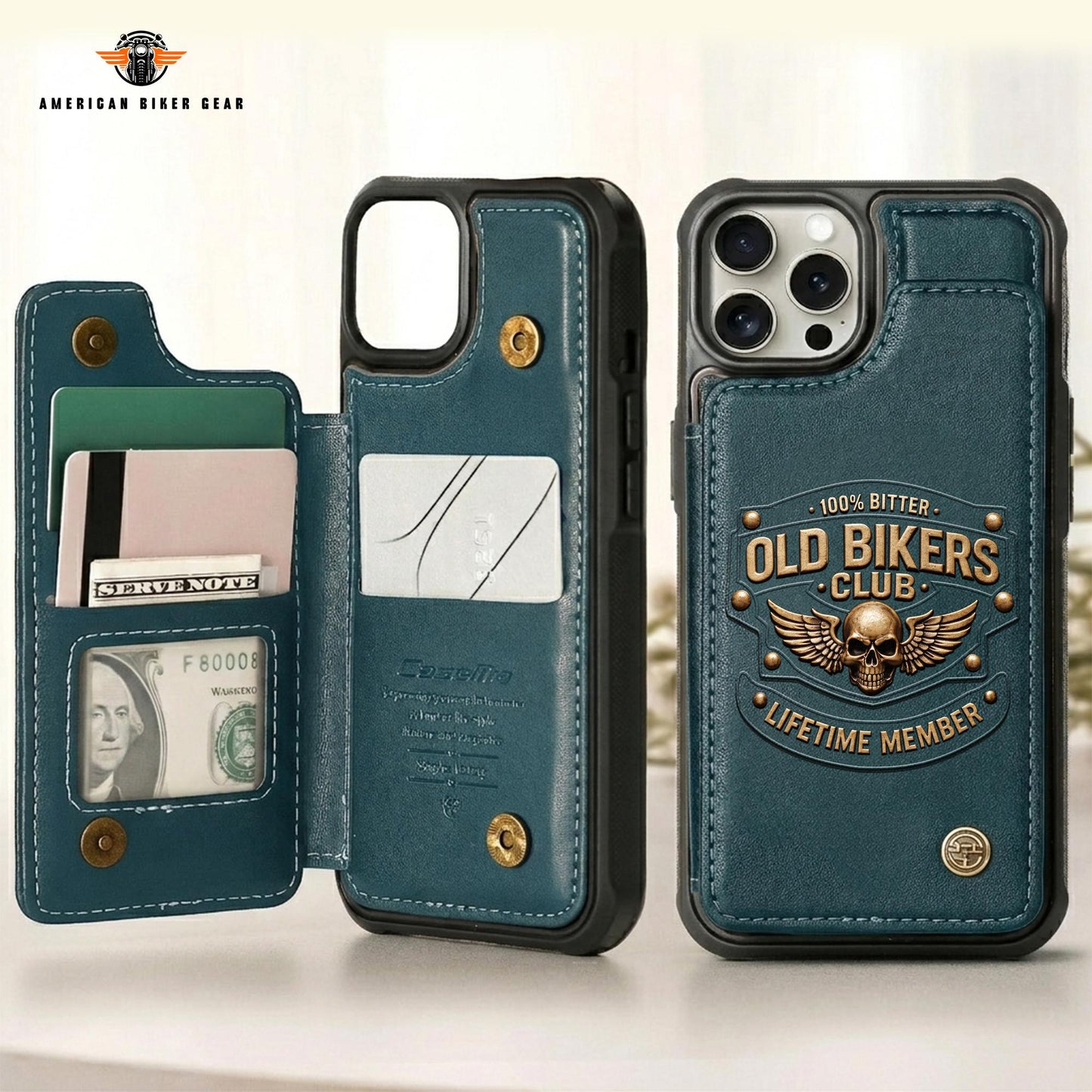 Biker Personalized Leather Wallet Phone Case TP02