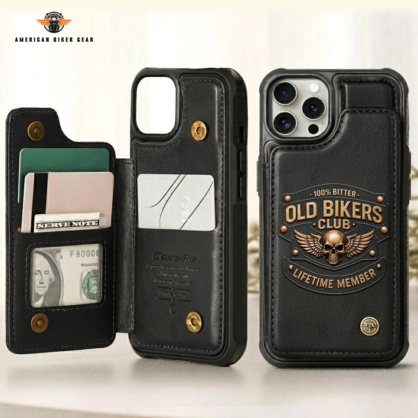 Biker Personalized Leather Wallet Phone Case TP02
