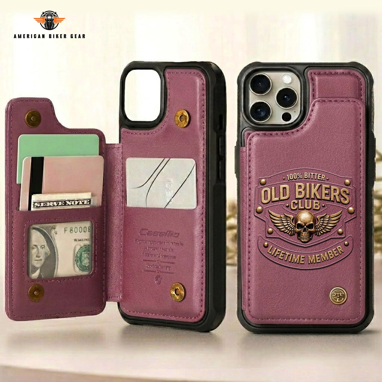 Biker Personalized Leather Wallet Phone Case TP02