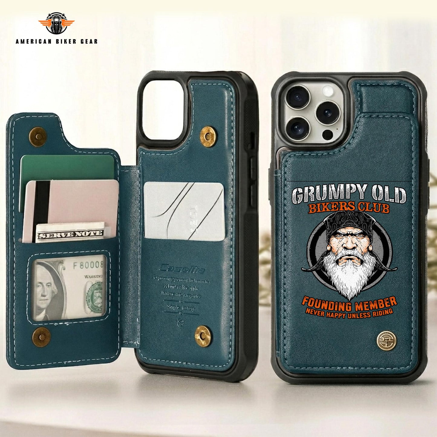 Biker Personalized Leather Wallet Phone Case TP03