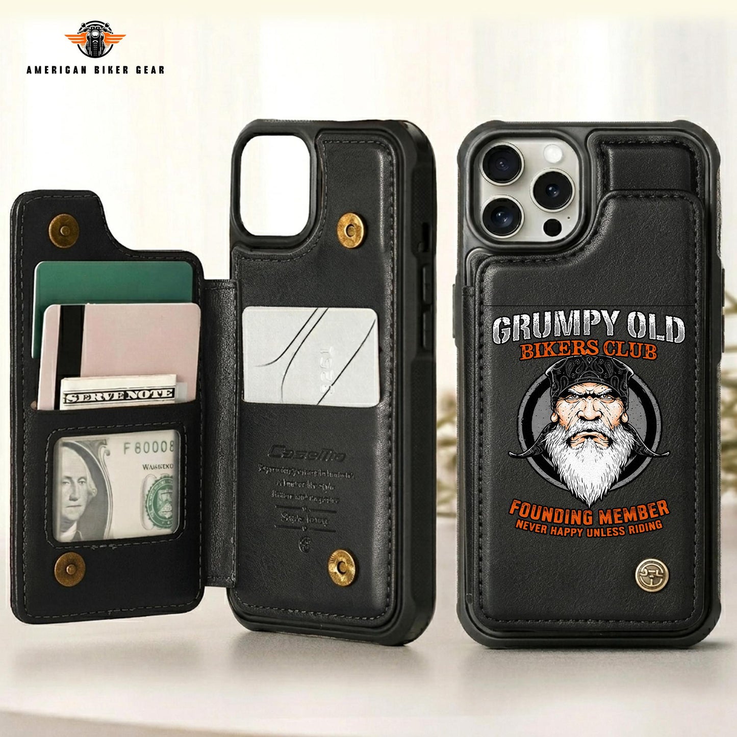 Biker Personalized Leather Wallet Phone Case TP03
