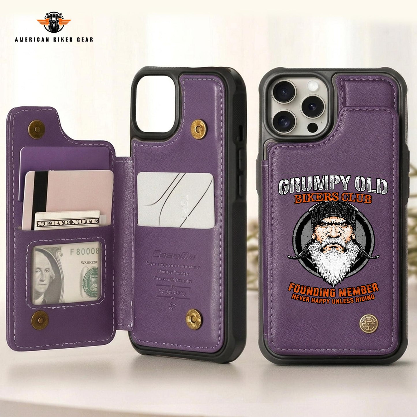 Biker Personalized Leather Wallet Phone Case TP03