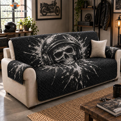 Skull Helmet Biker Quilted Seat Sofa TP02