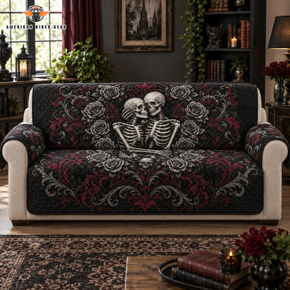 Gothic Skeleton Lovers Quilted Seat Sofa TP04