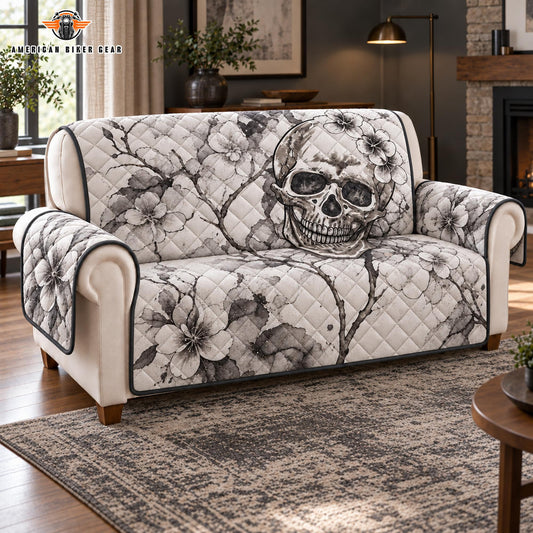 Skull & Blossom Quilted Seat Sofa TP09