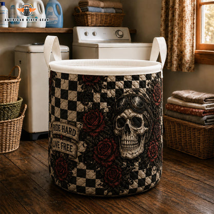 Skull Biker Quilted Laundry Basket TP01