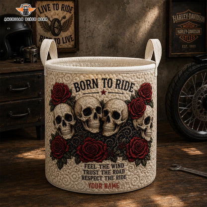 Born To Ride Personalized Quilted Laundry Basket TP02