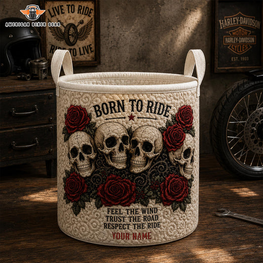 Born To Ride Personalized Quilted Laundry Basket TP02