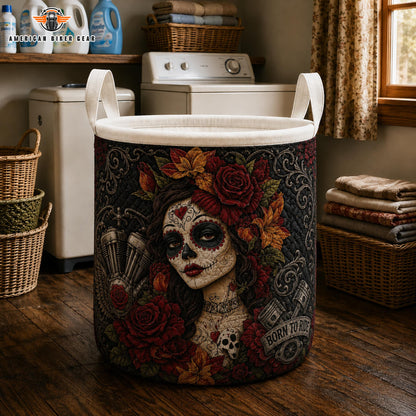 Skull Bloom Quilted Laundry Basket TP03