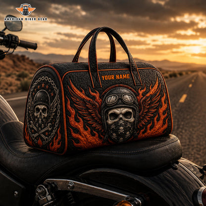 Biker Skull Personalized Quilted Duffle Bag TP06