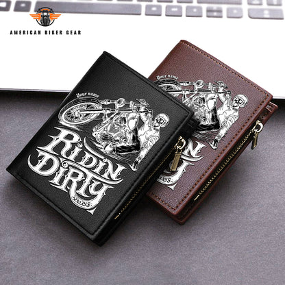 Biker Personalized Men’s Slim Vertical Leather Wallet TP03
