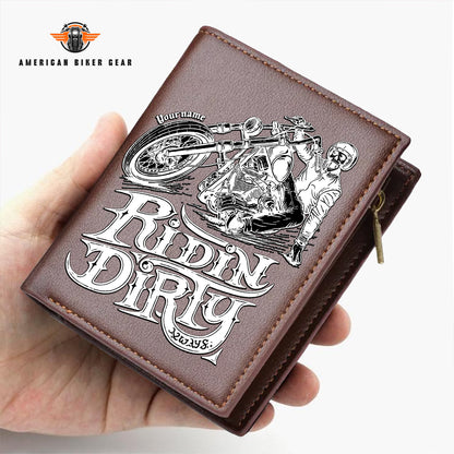 Biker Personalized Men’s Slim Vertical Leather Wallet TP03