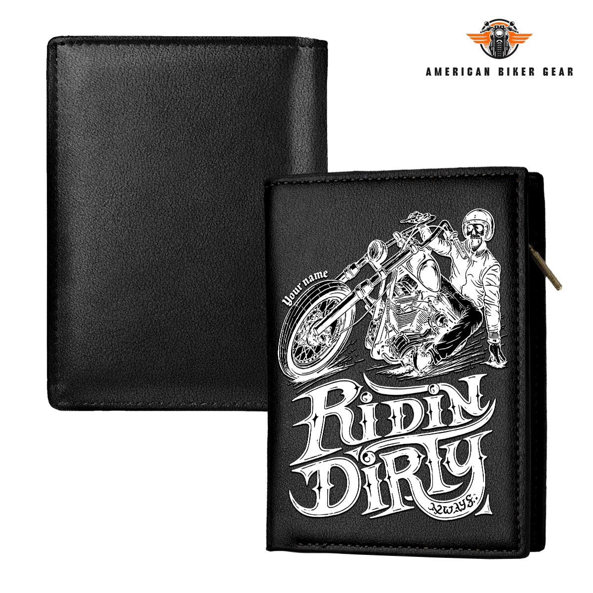 Biker Personalized Men’s Slim Vertical Leather Wallet TP03