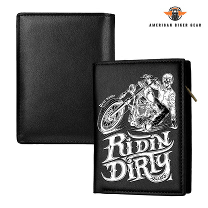 Biker Personalized Men’s Slim Vertical Leather Wallet TP03