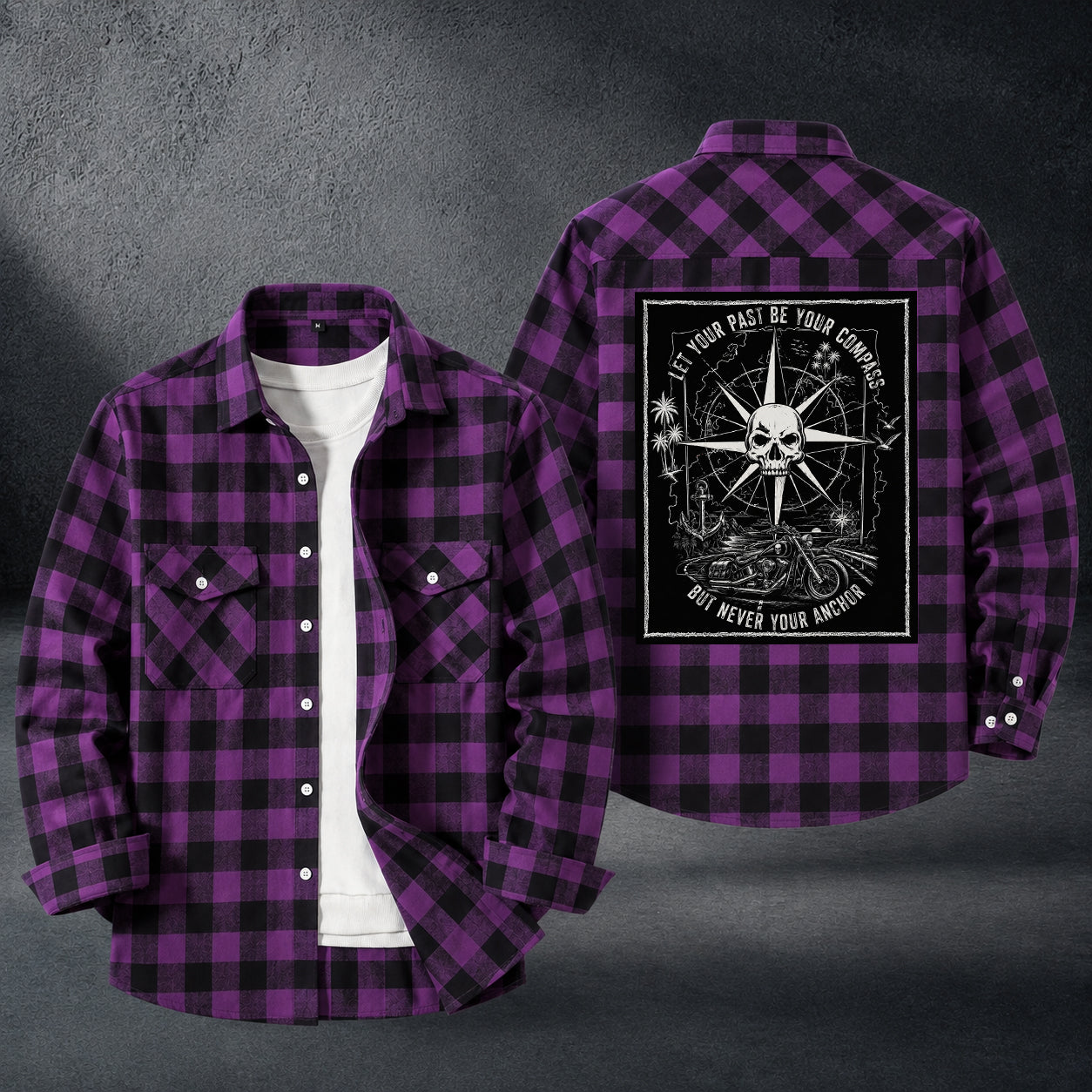 Biker Personalized Casual Flannel Long Sleeve Shirt TT20