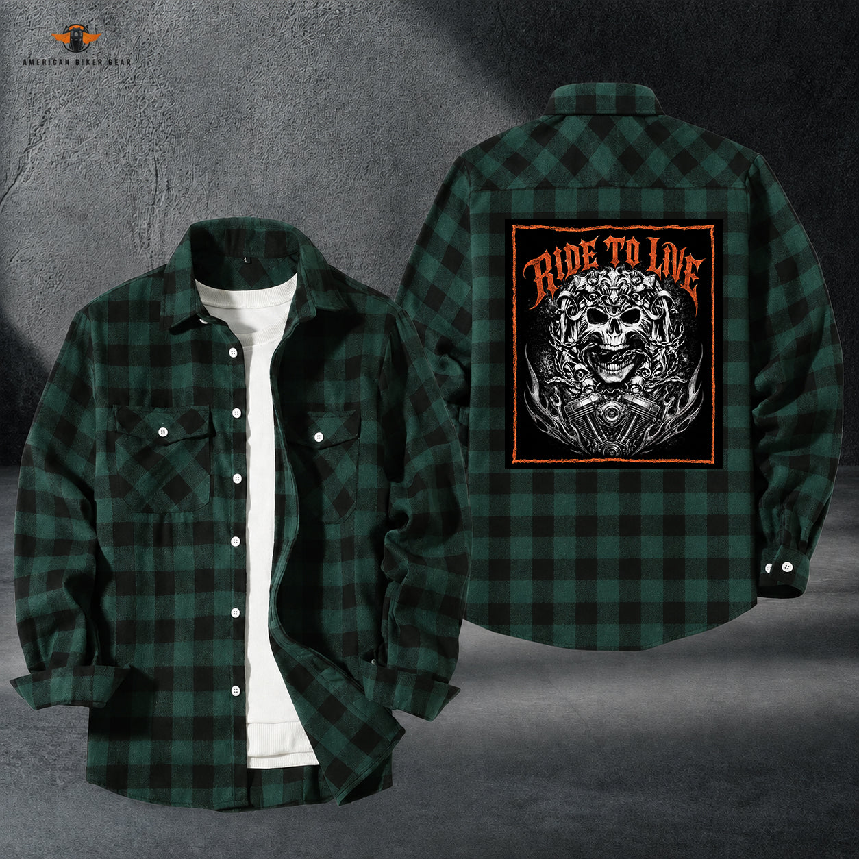 Biker Personalized Casual Flannel Long Sleeve Shirt TT21