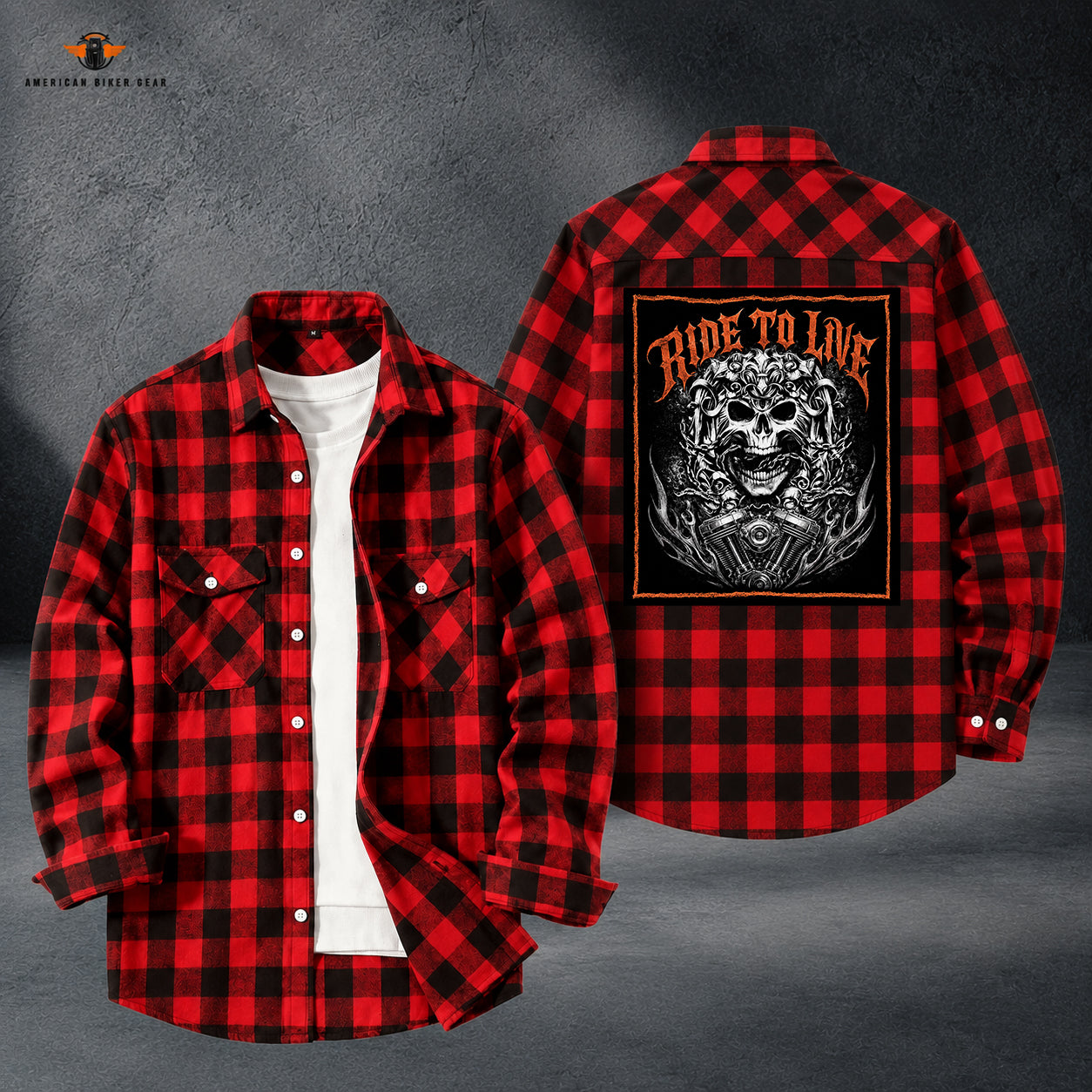 Biker Personalized Casual Flannel Long Sleeve Shirt TT21